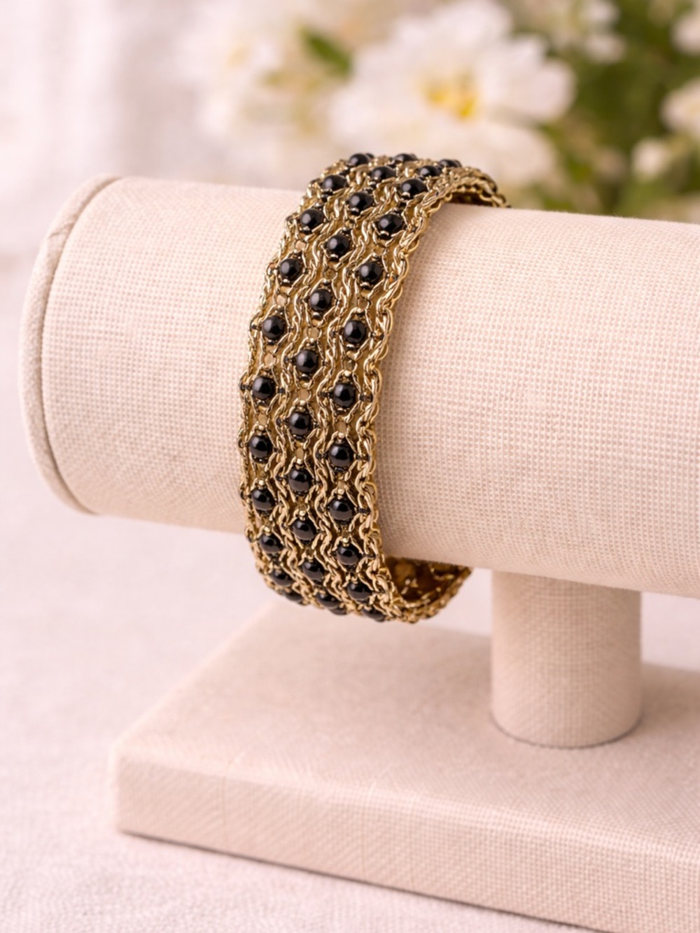 Gold and Black Bangle Bracelet
